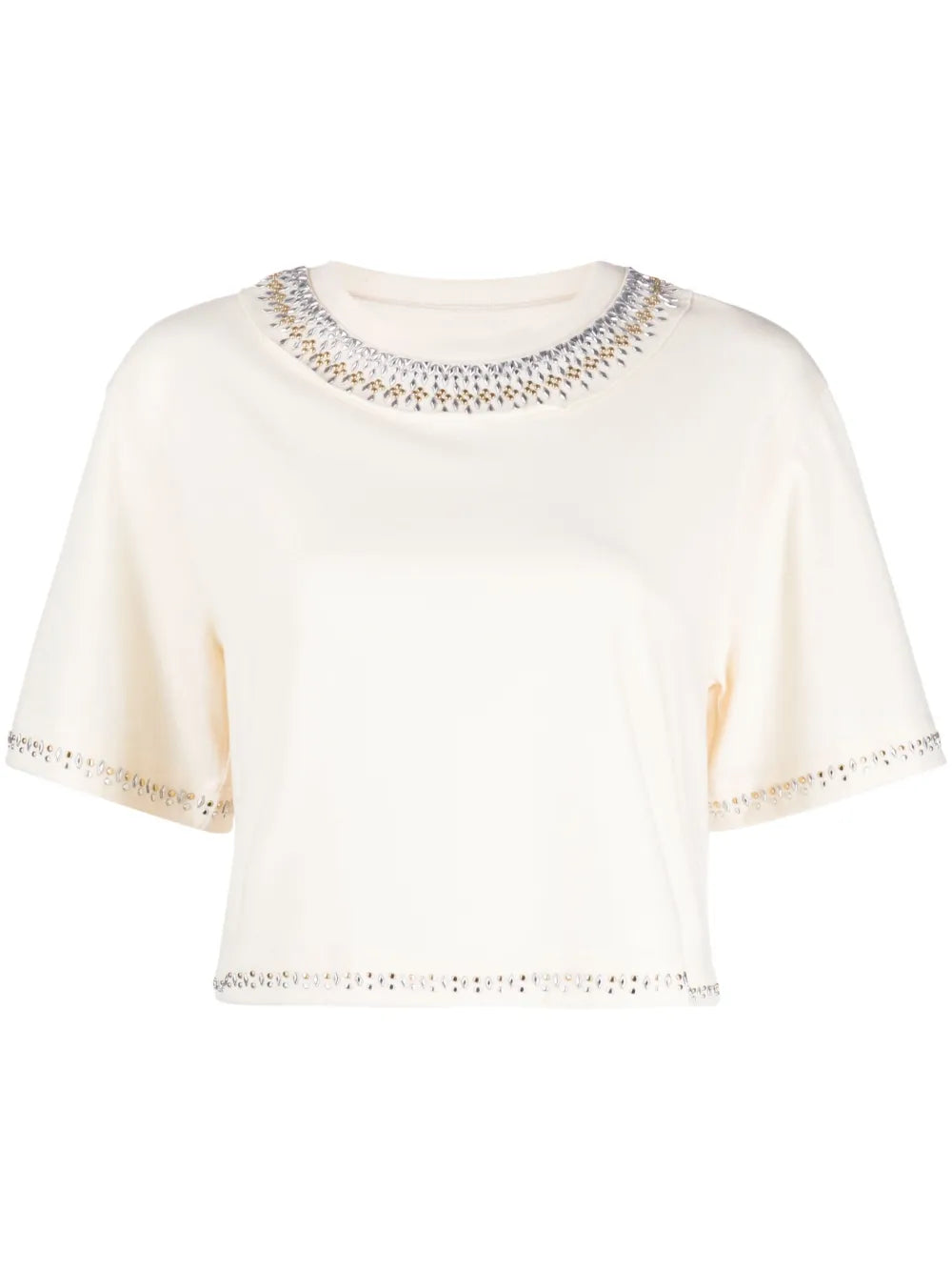 Stud-Detail Cropped T-Shirt