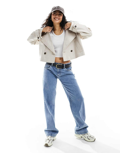 Linen Cropped Trench Coat