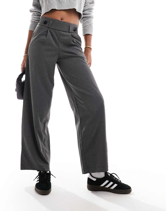 High Waisted Crop Wide Leg Tailored Trousers