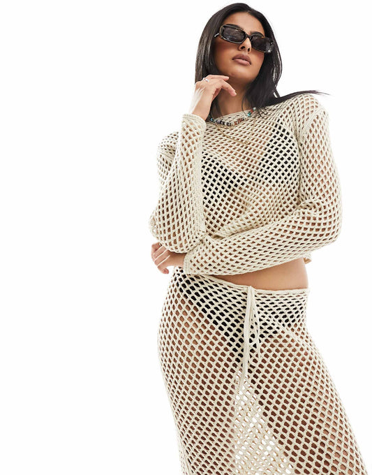 Open Knit Crochet Holey Slouch Jumper