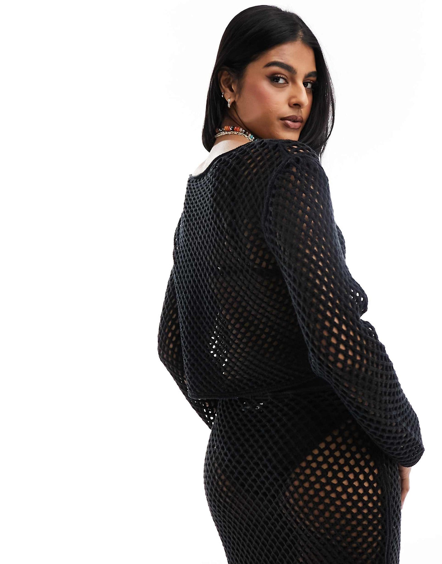 Open Knit Crochet Holey Slouch Jumper