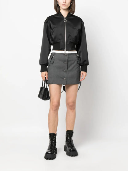 Suspenders Button-Up Miniskirt