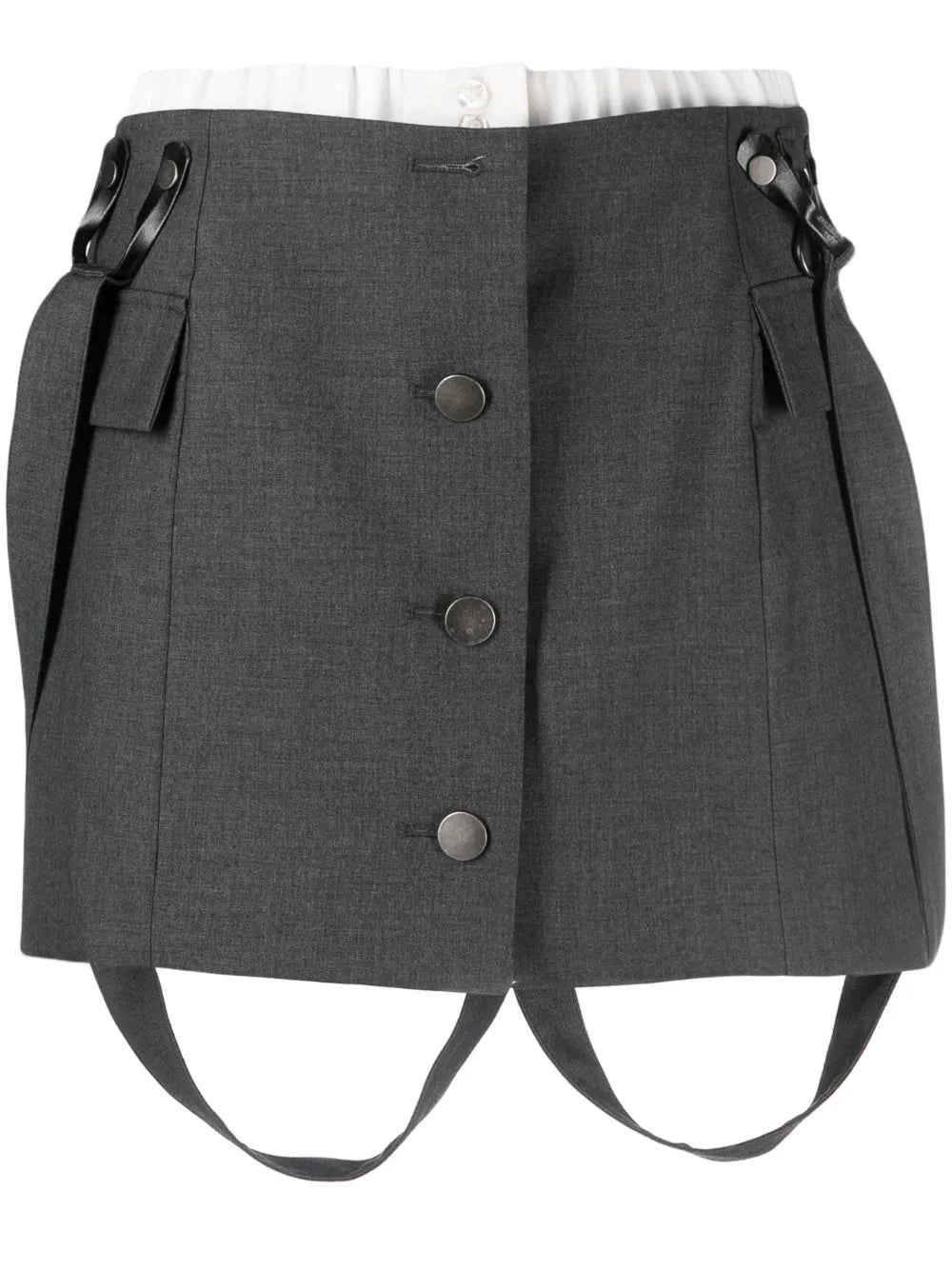 Suspenders Button-Up Miniskirt
