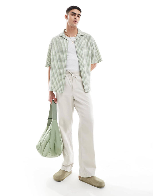 Baggy Linen Trouser With Elasticated Waist