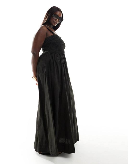 Curve Shirred Bust Maxi Beach Dress