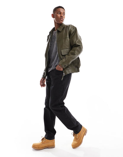 Oversized Real Leather Bomber Jacket