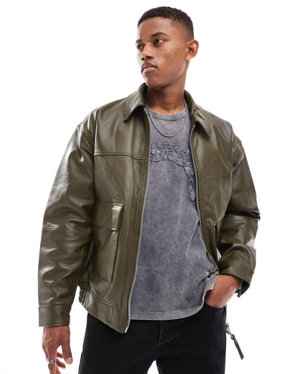 Oversized Real Leather Bomber Jacket