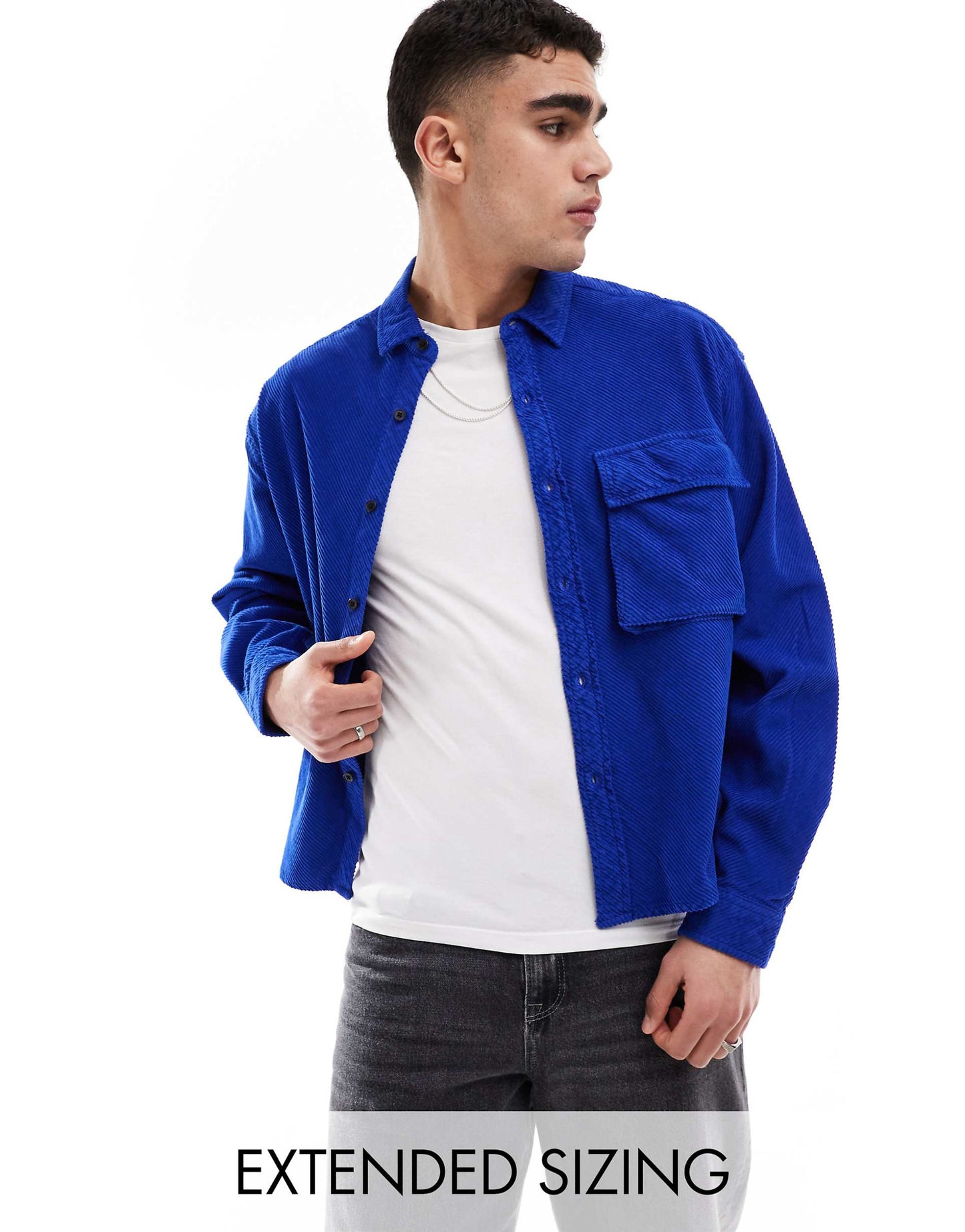 Oversized Boxy Diagonal Cord Shirt