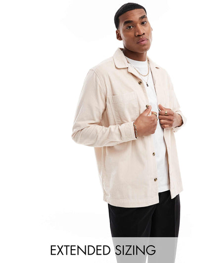 Cord Overshirt With Revere Collar
