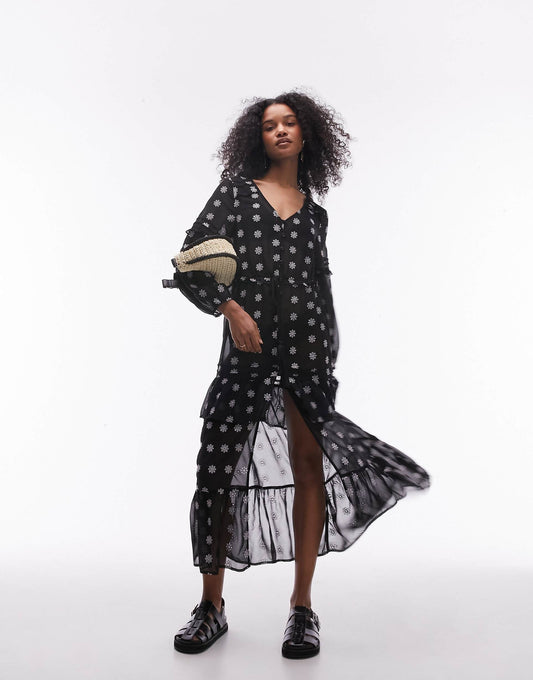 Embroidered Maxi Beach Dress