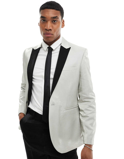 Slim Contrast Lapel Tuxedo Suit Jacket