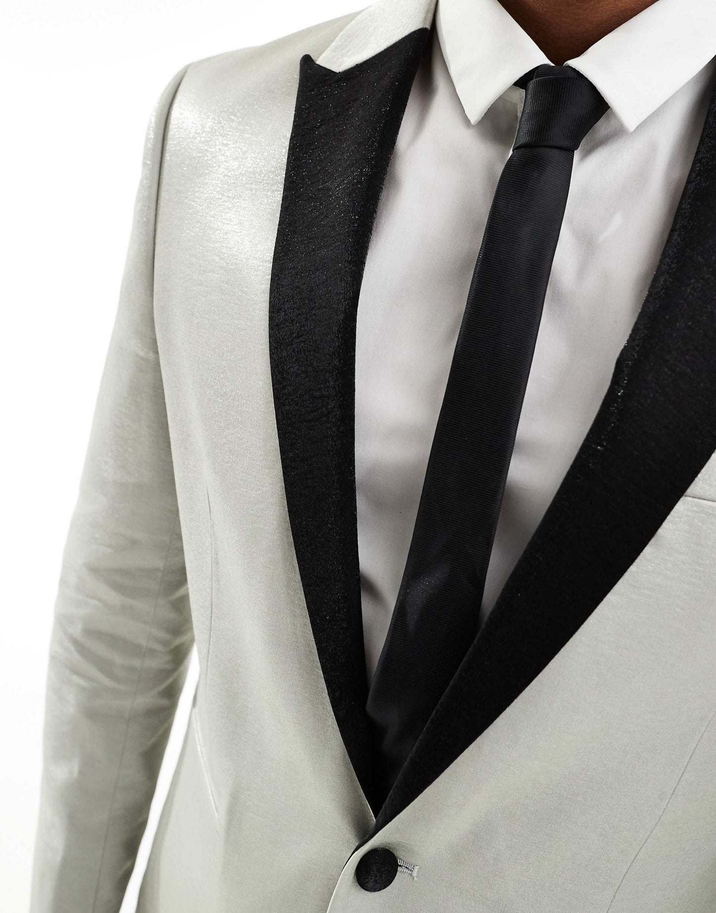Slim Contrast Lapel Tuxedo Suit Jacket