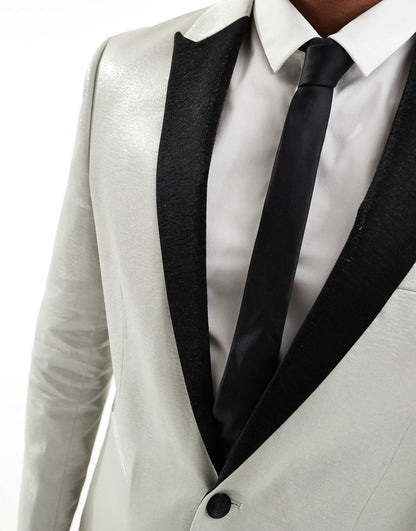 Slim Contrast Lapel Tuxedo Suit Jacket