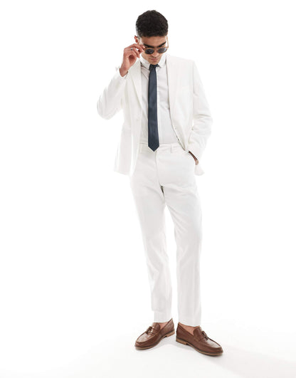 Slim Linen Look Suit Trousers