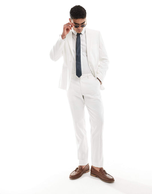Slim Linen Look Suit Trousers
