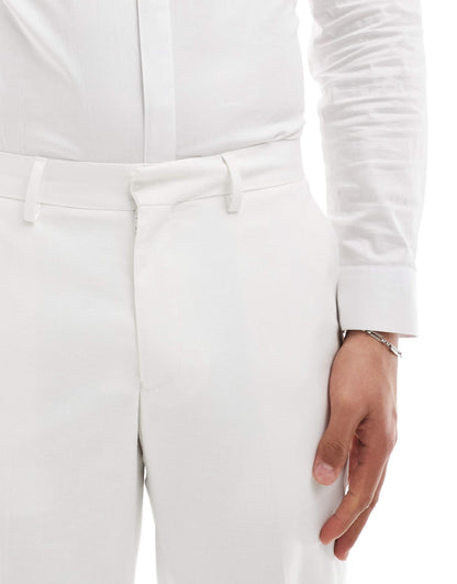 Slim Linen Look Suit Trousers