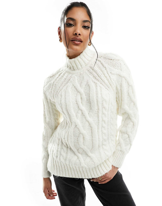 High Neck Cable Knit Jumper