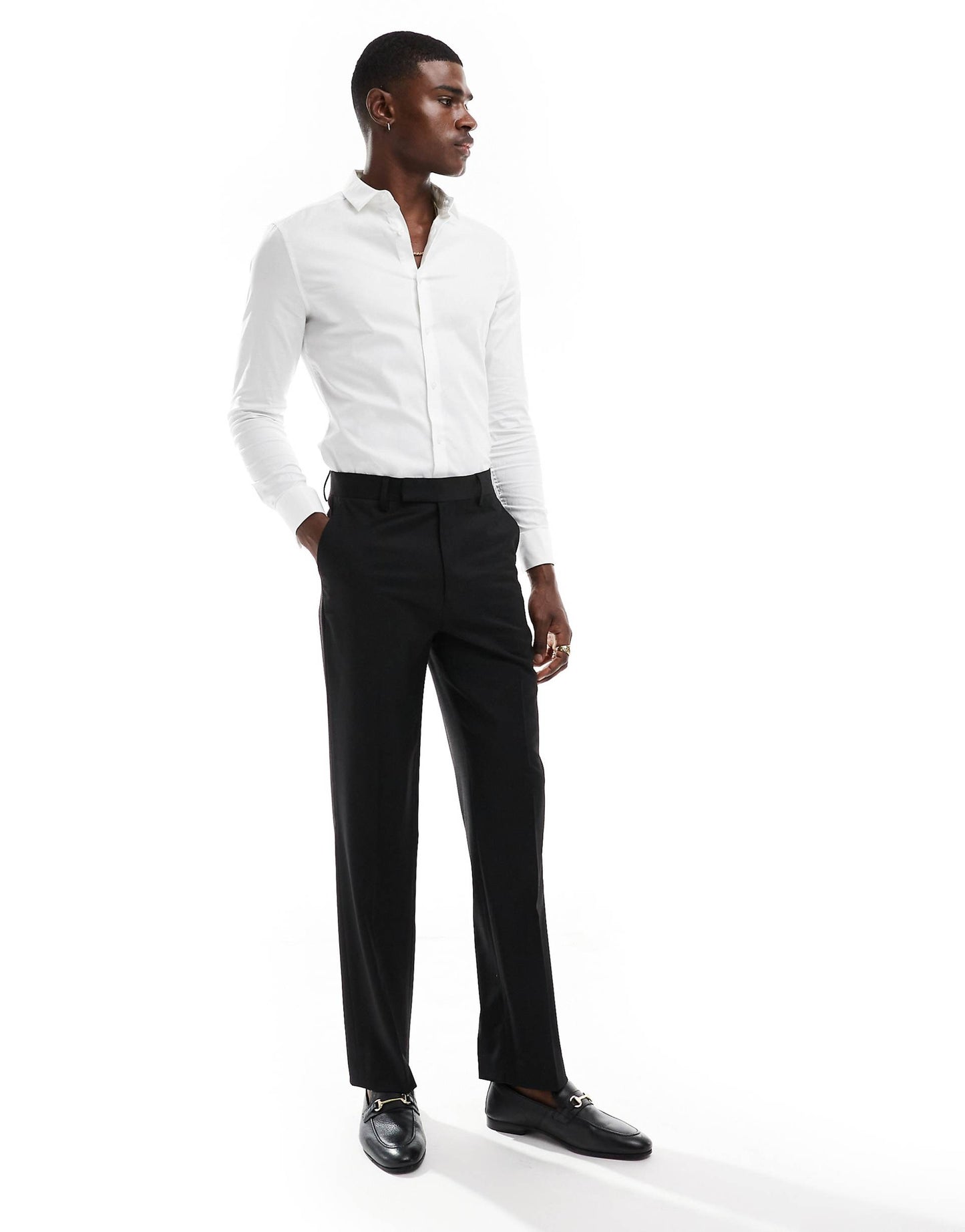 Straight Fit Suit Trousers With Wool