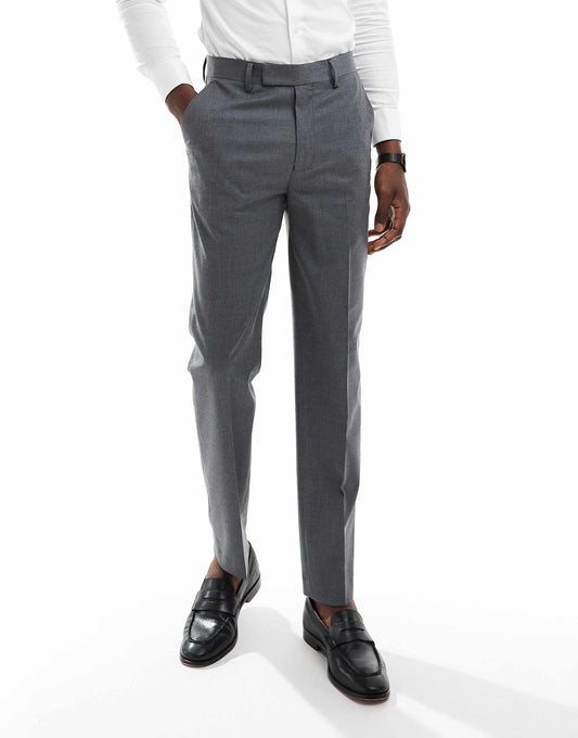 Slim Fit Suit Trousers With Wool
