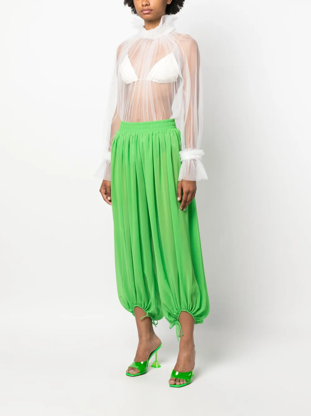Pleated Cropped Balloon Trousers