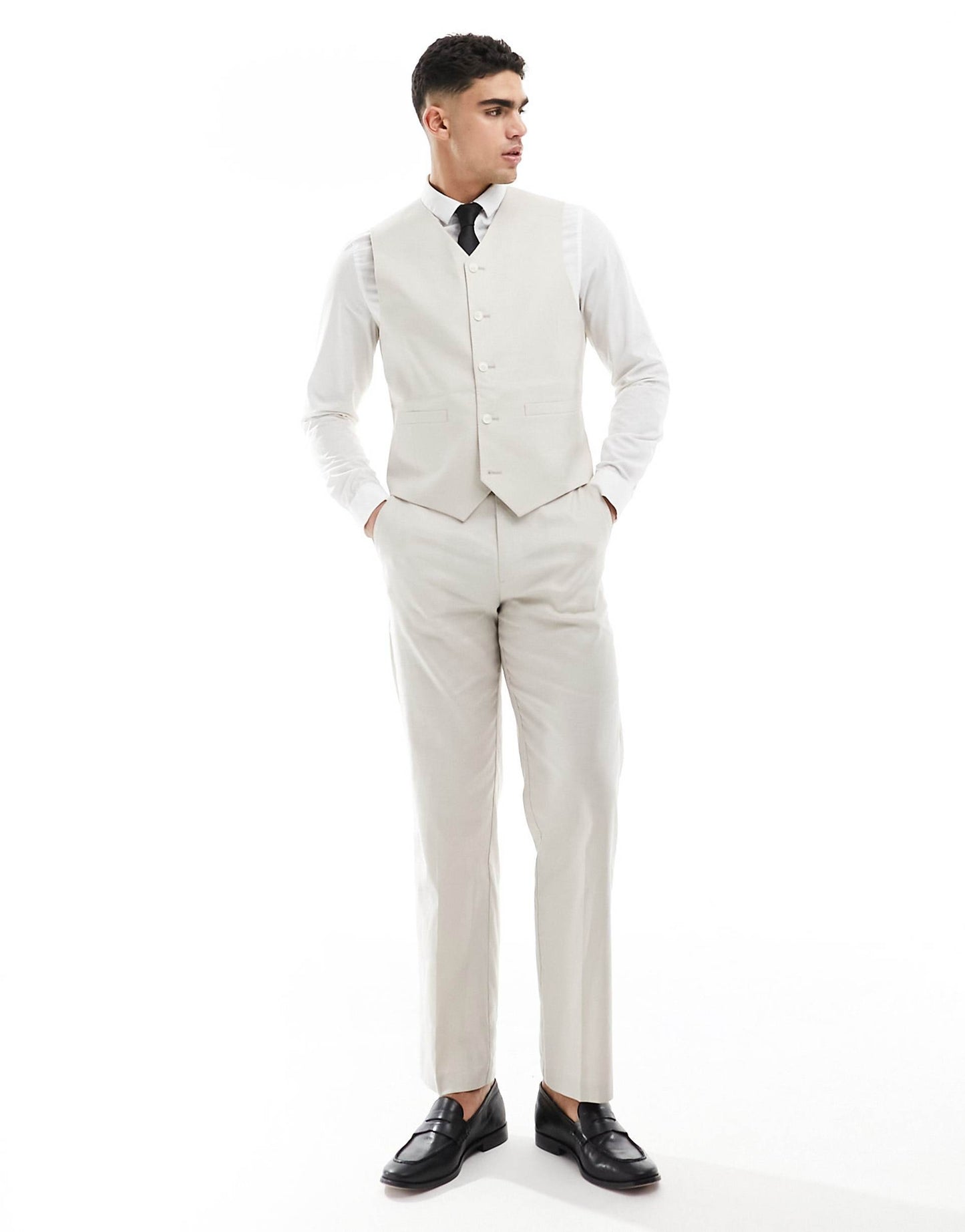 Slim With Linen Suit Waistcoat