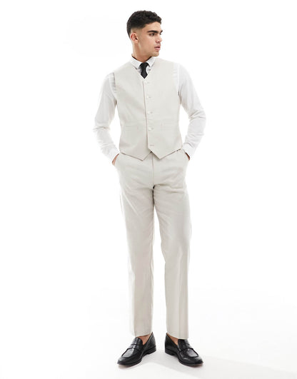 Slim With Linen Suit Waistcoat