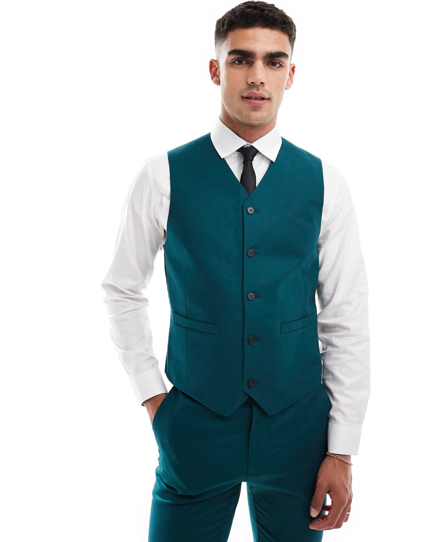 Skinny With Linen Suit Waistcoat