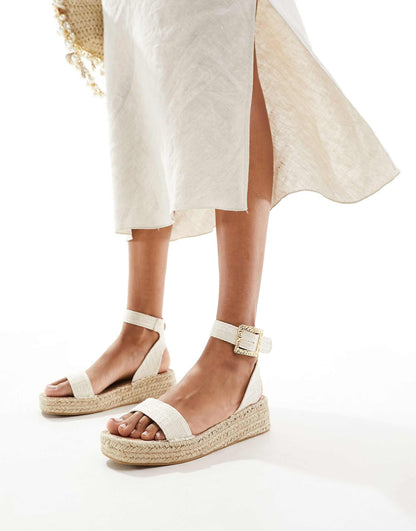 Linen Two Part Espadrille Sandals