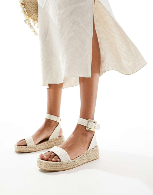 Linen Two Part Espadrille Sandals
