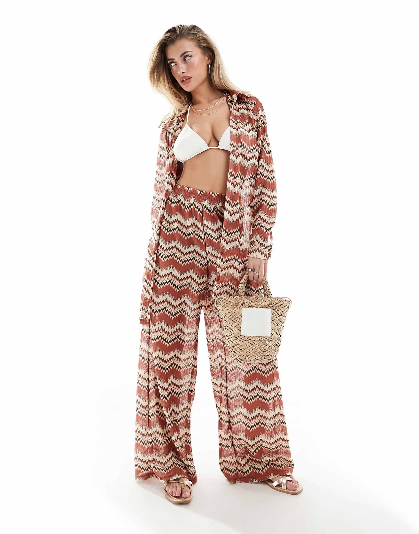 Embroidered Loose Beach Trouser Co-Ord