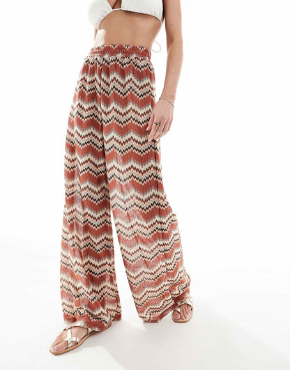 Embroidered Loose Beach Trouser Co-Ord