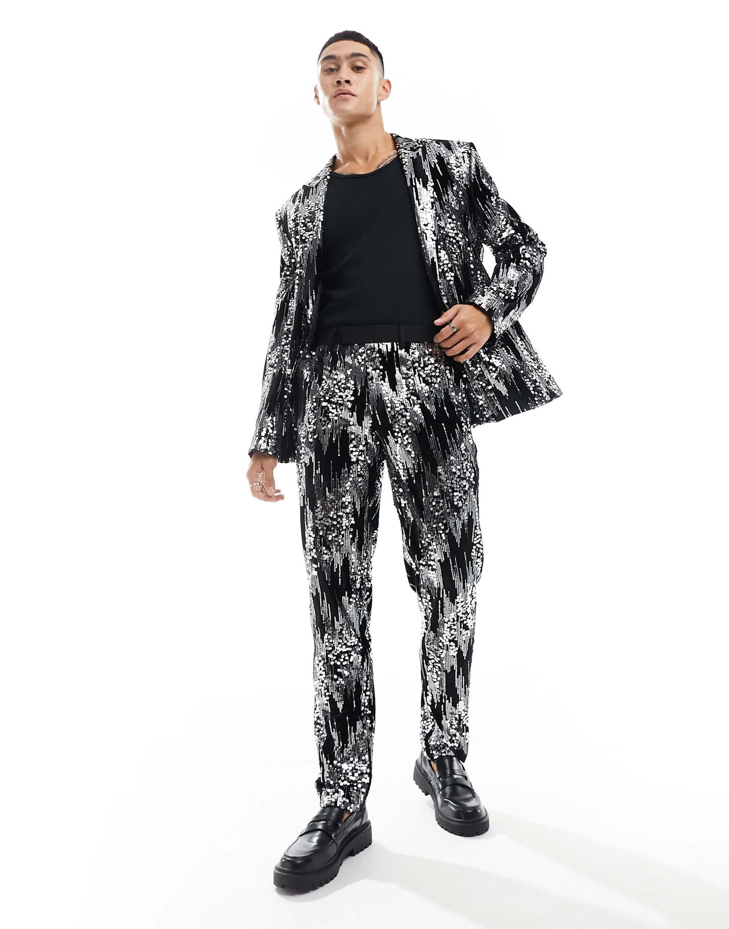 Slim Scattered Sequin Suit Trouser