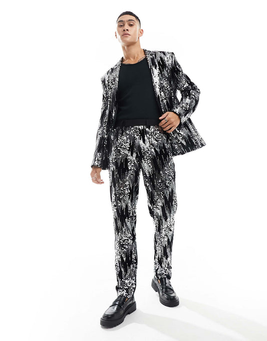 Slim Scattered Sequin Suit Trouser
