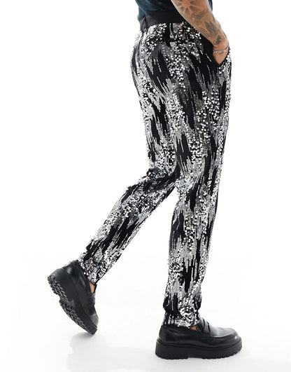 Slim Scattered Sequin Suit Trouser