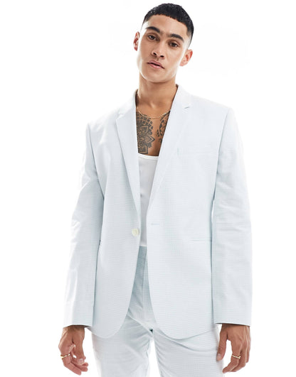 Slim Gingham Suit Jacket