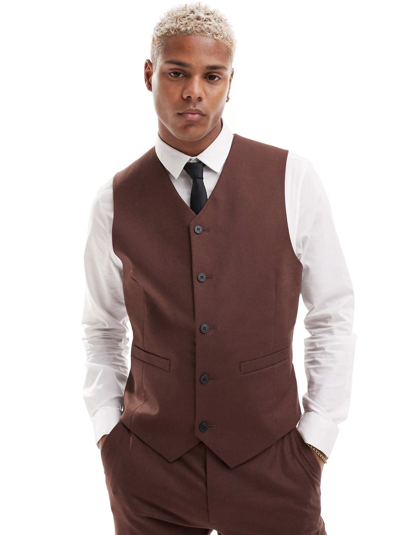 Slim With Linen Suit Waistcoat