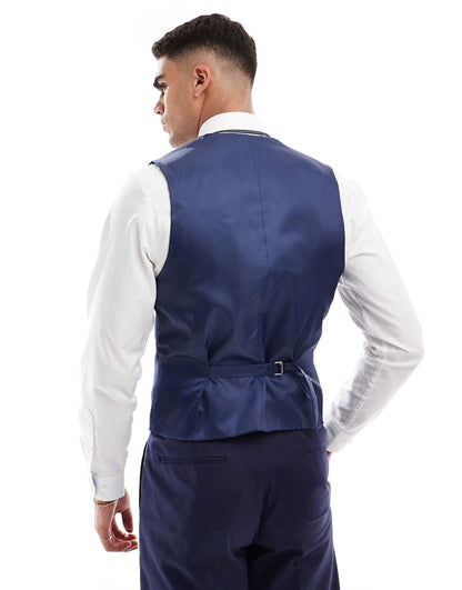 Slim With Linen Suit Waistcoat