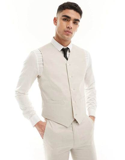 Super Skinny With Linen Suit Waistcoat
