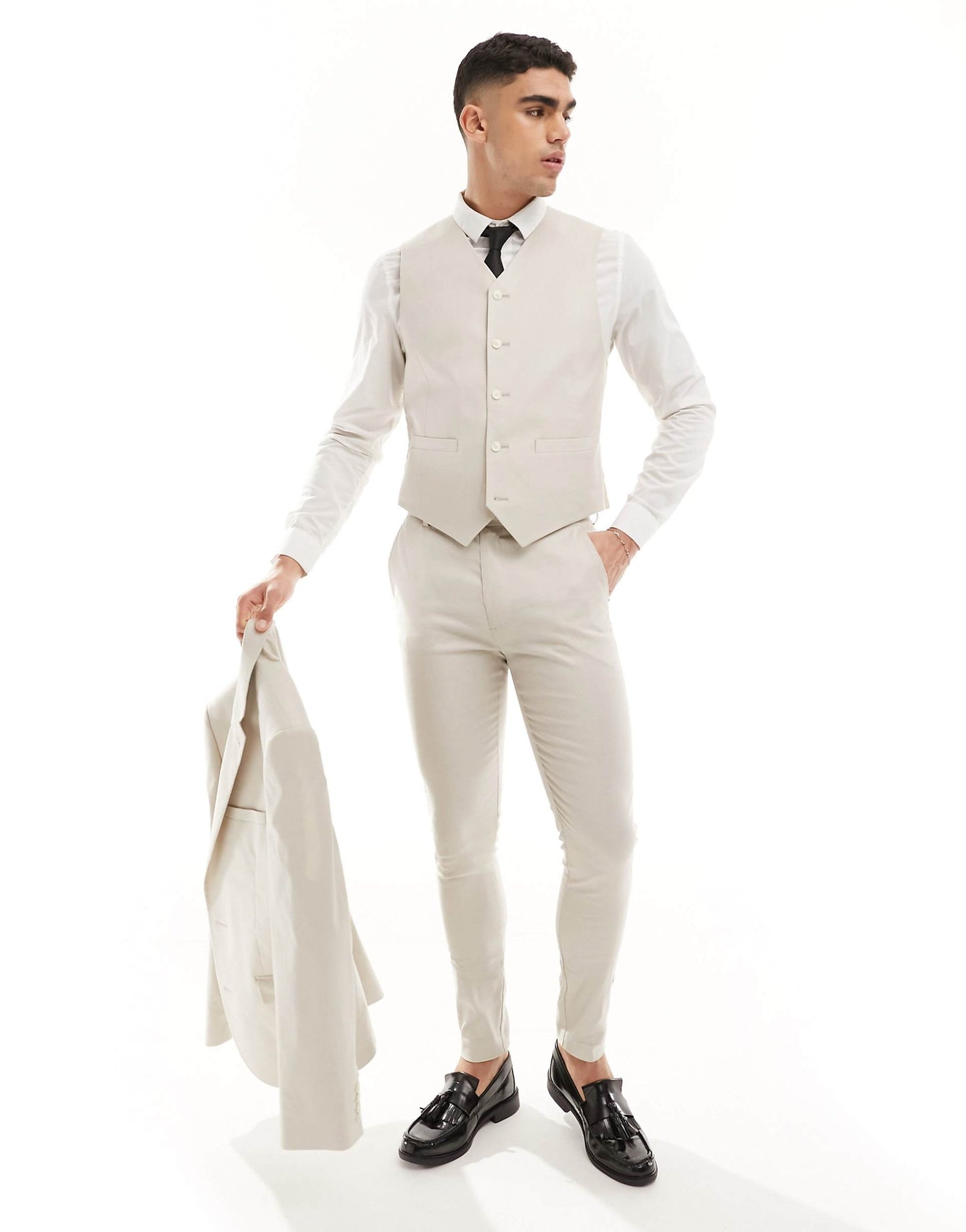 Super Skinny With Linen Suit Waistcoat