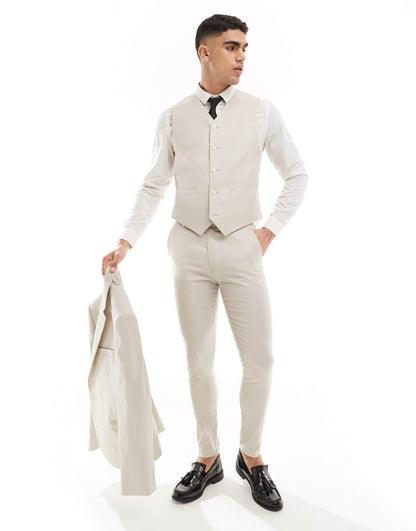 Super Skinny With Linen Suit Waistcoat