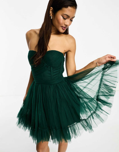 Wrapped Corset Tulle Mini Dress