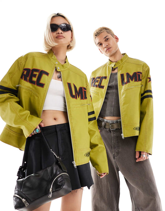 Unisex Leather Look Motor Jacket