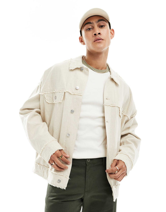 Oversized Western Jacket With Textured Seams
