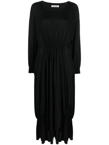 Smocked-Panel Detail Midi Dress