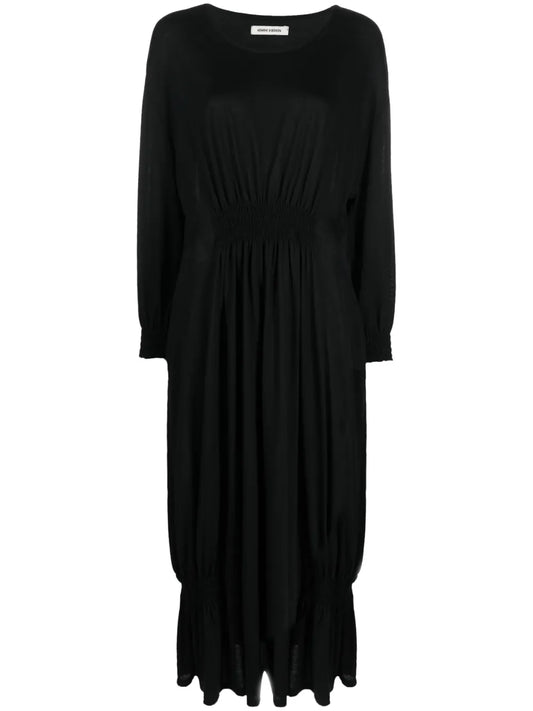 Smocked-Panel Detail Midi Dress