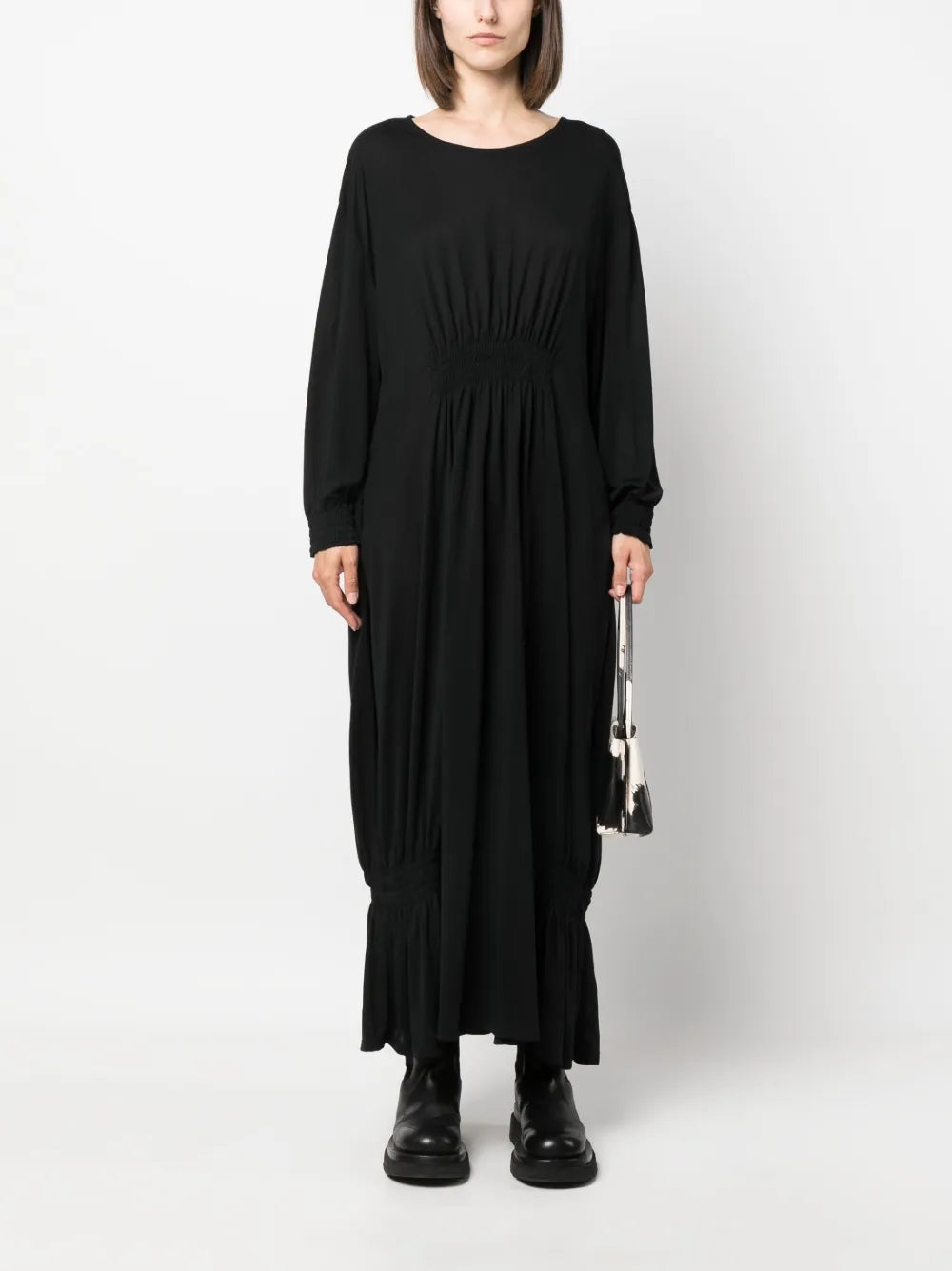Smocked-Panel Detail Midi Dress