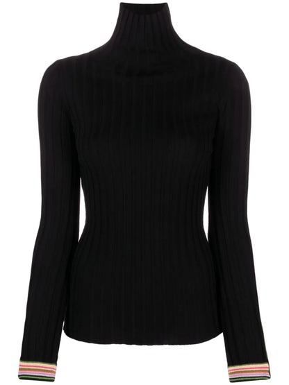 Striped-Edge Wool Jumper