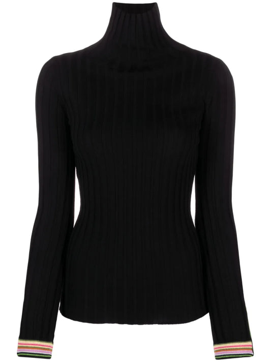 Striped-Edge Wool Jumper