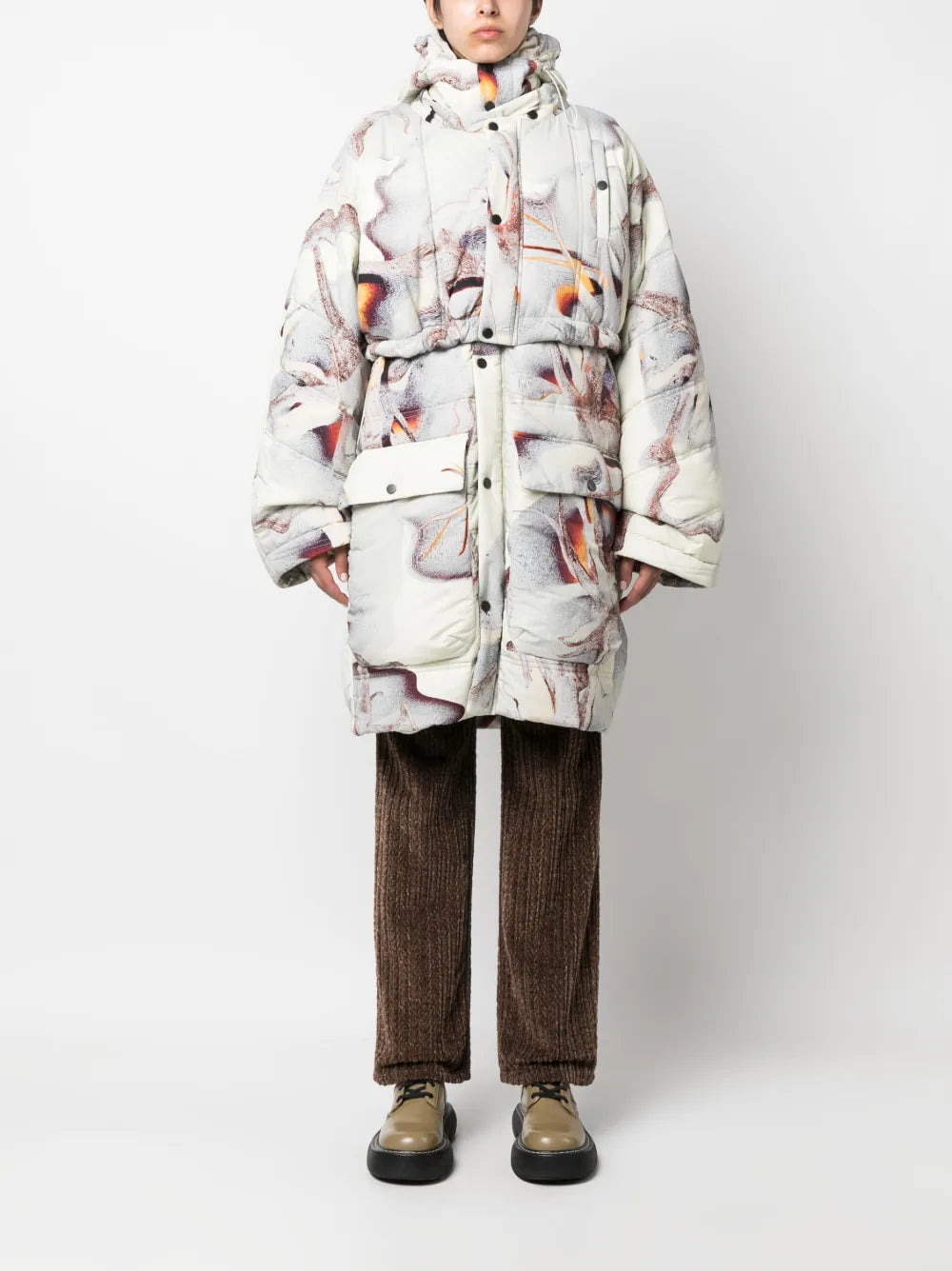 Padded Drawstring-Hooded Parka Coat
