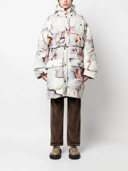 Padded Drawstring-Hooded Parka Coat